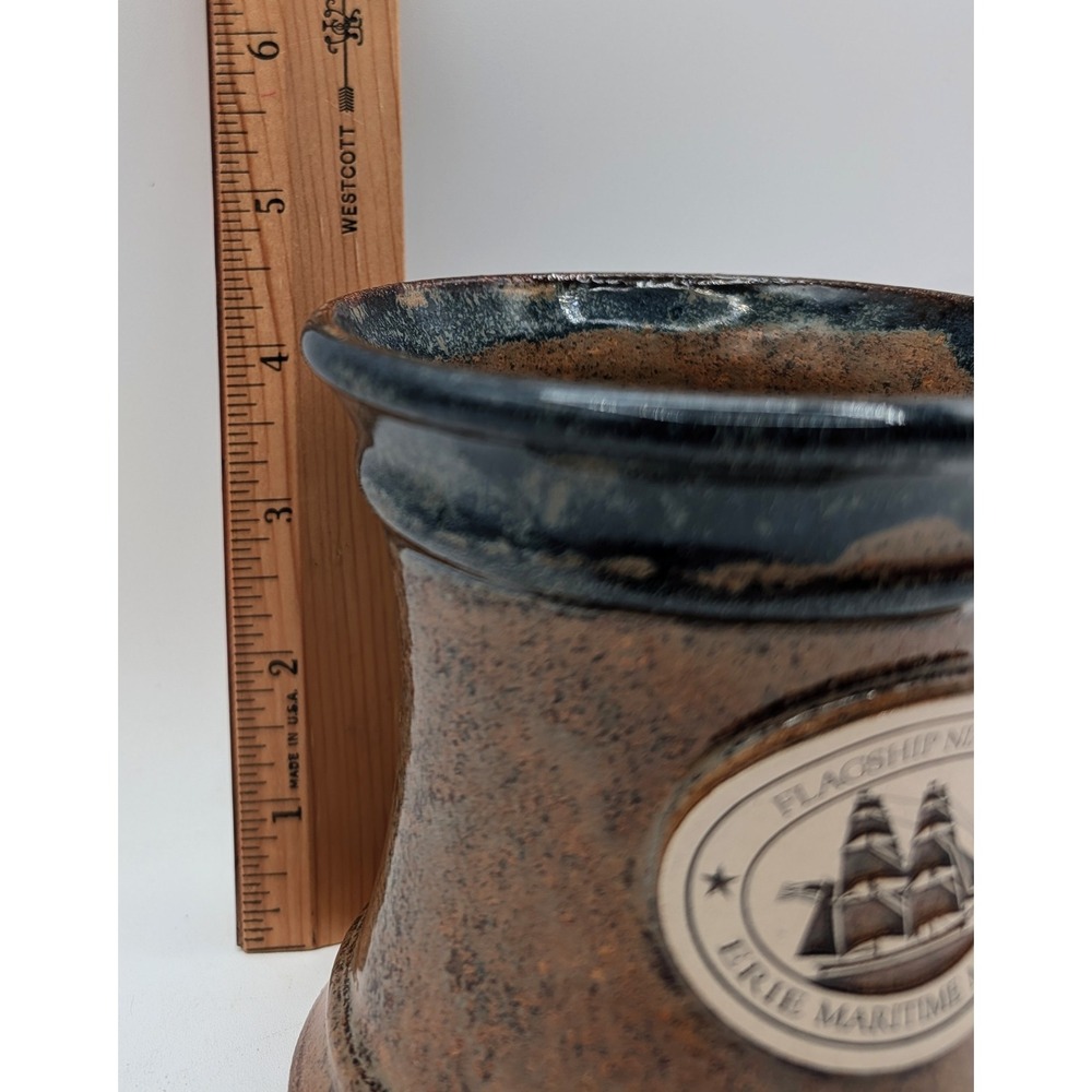 Sunset Hill Stoneware Flagship Niagara Erie Maritime Museum Mug Brown Blue USA - Picture 9 of 9